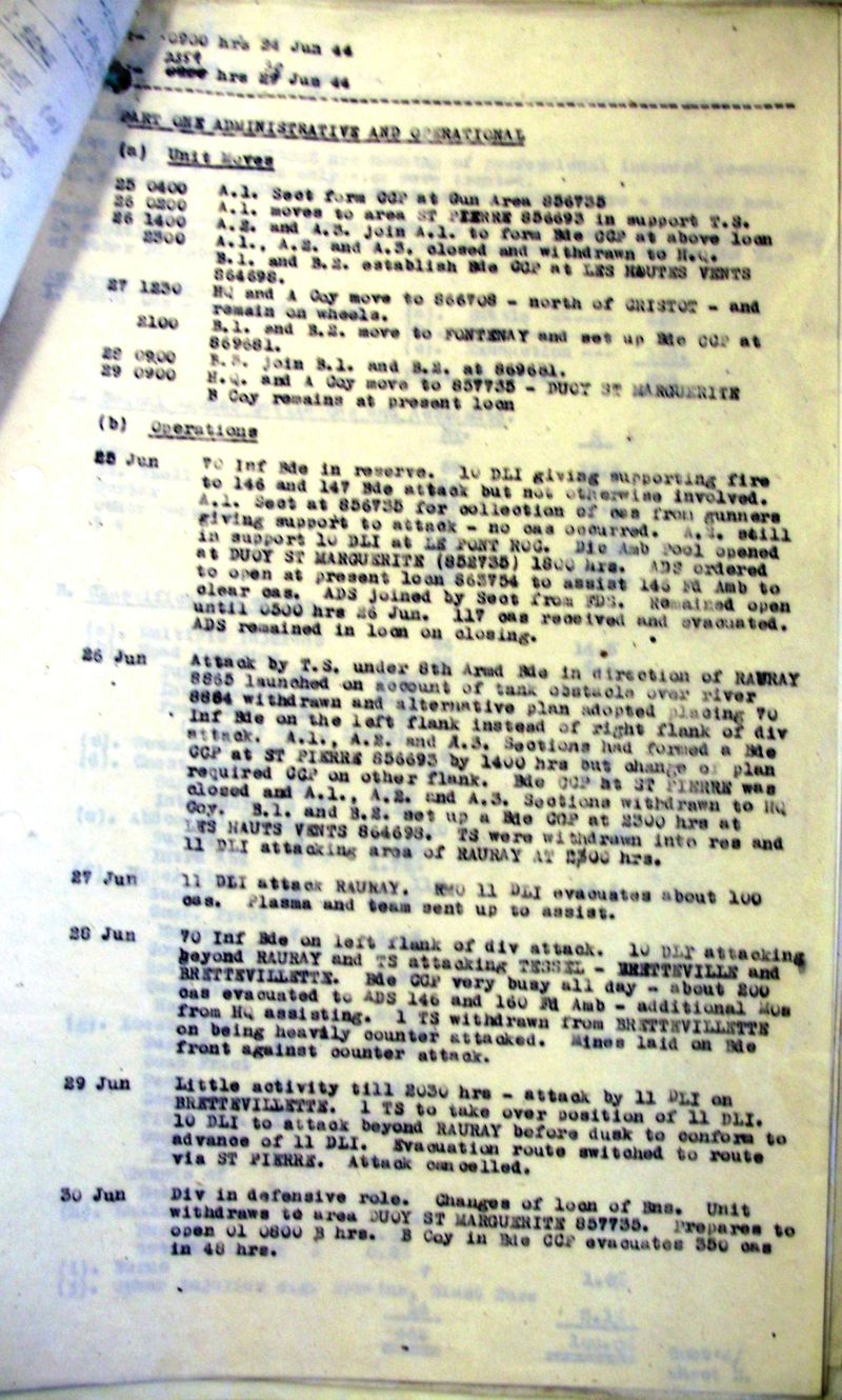 187 Fd Amb War Diary Q'l Re't 24 - 28 Jun 1944.JPG