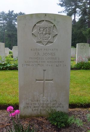 CWGC Headstone - Private John Arthur JONES, 2nd Kensingtons.