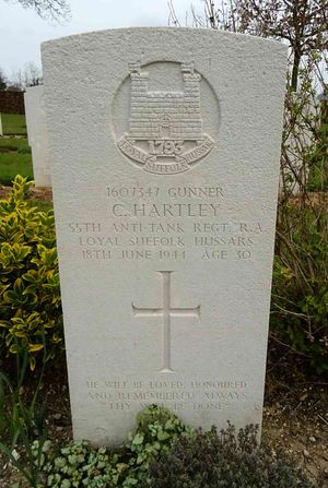 CWGC Headstone - Gunner Cyril Hartley, 55th Anti-Tank Regiment.