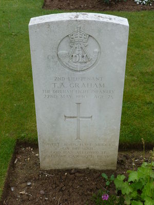 2/Lt T A Graham's CWGC headstone.