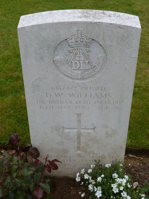 Pte D W Williams' CWGC headstone