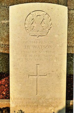 Private Watson's CWGC gravestone.