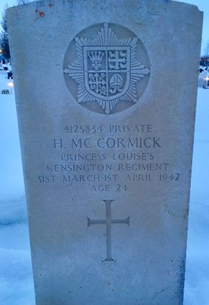 CWGC Headstone - Private Harld McCormick, 2nd Kensingtons.