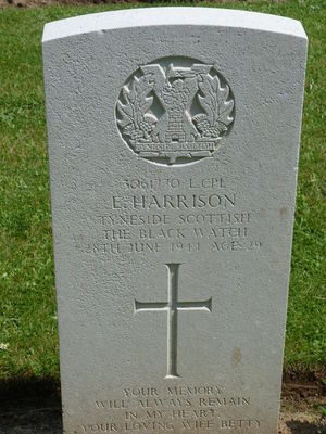 L/Cpl E Harrison's CWGC headstone.