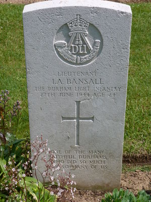 Capt I A Bansall's CWGC headstone.