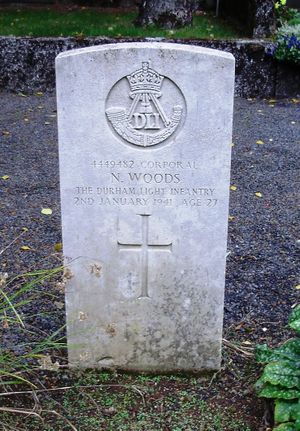 Cpl N Woods' CWGC headstone.