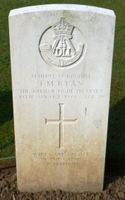 Cpl F M Ryan's CWGC headstone.