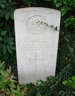 Pte R Nicholson's CWGC headstone.