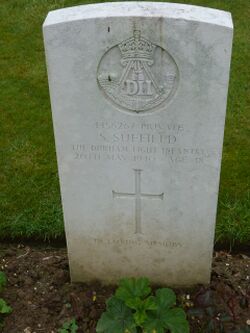 Pte S Suffield's CWGC headstone.