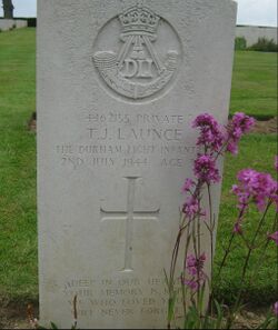 Pte Launce's headstone.