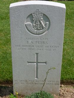 L/Cpl E A Peers' CWGC headstone.