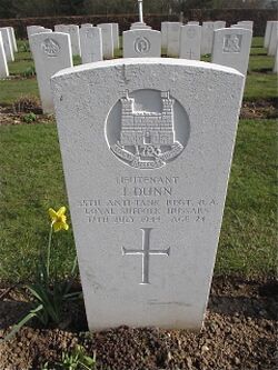 CWGC Headstone Captain John Dunn, 55th Anti-Tank Regiment.